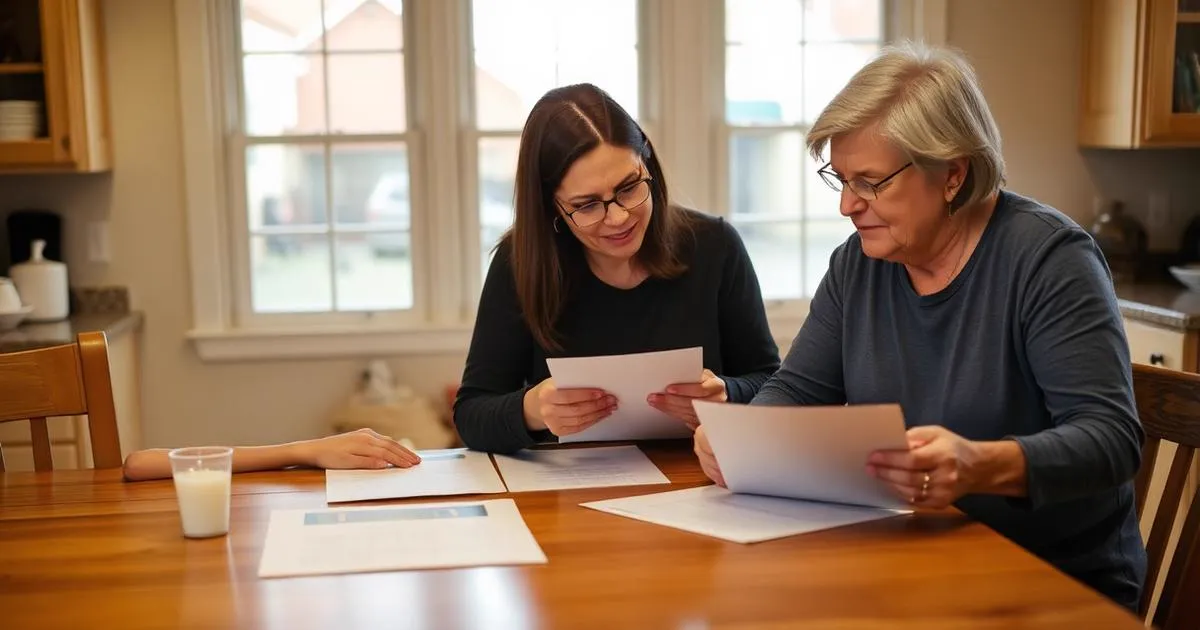 A Pennsylvania family reviewing waiver program paperwork with an advisor at a kitchen table