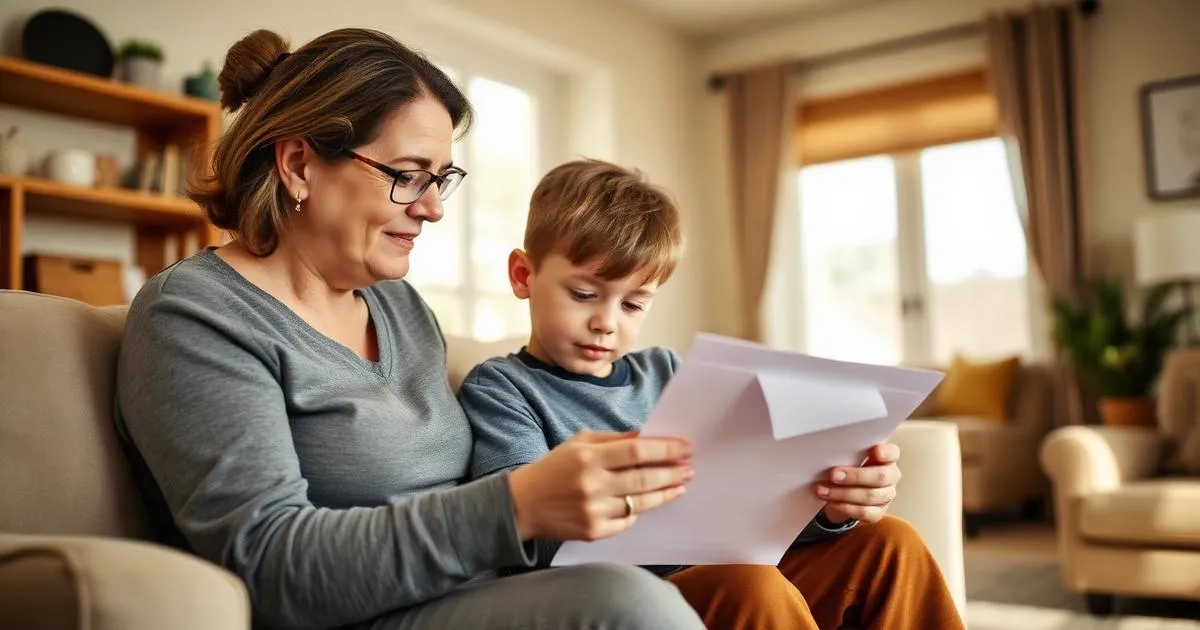 A parent and child reviewing Pennsylvania waiver program information together in their living room